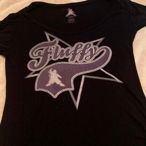 Gabriel Iglesias Fluffy Shirt: Ladies V-Neck XL. Black Short Sleeve Tee